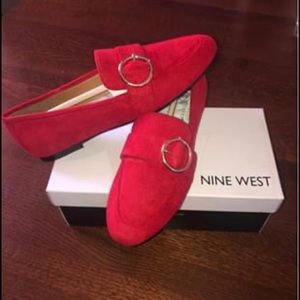 NWT✨ NINE WEST RED SUEDE FLATS